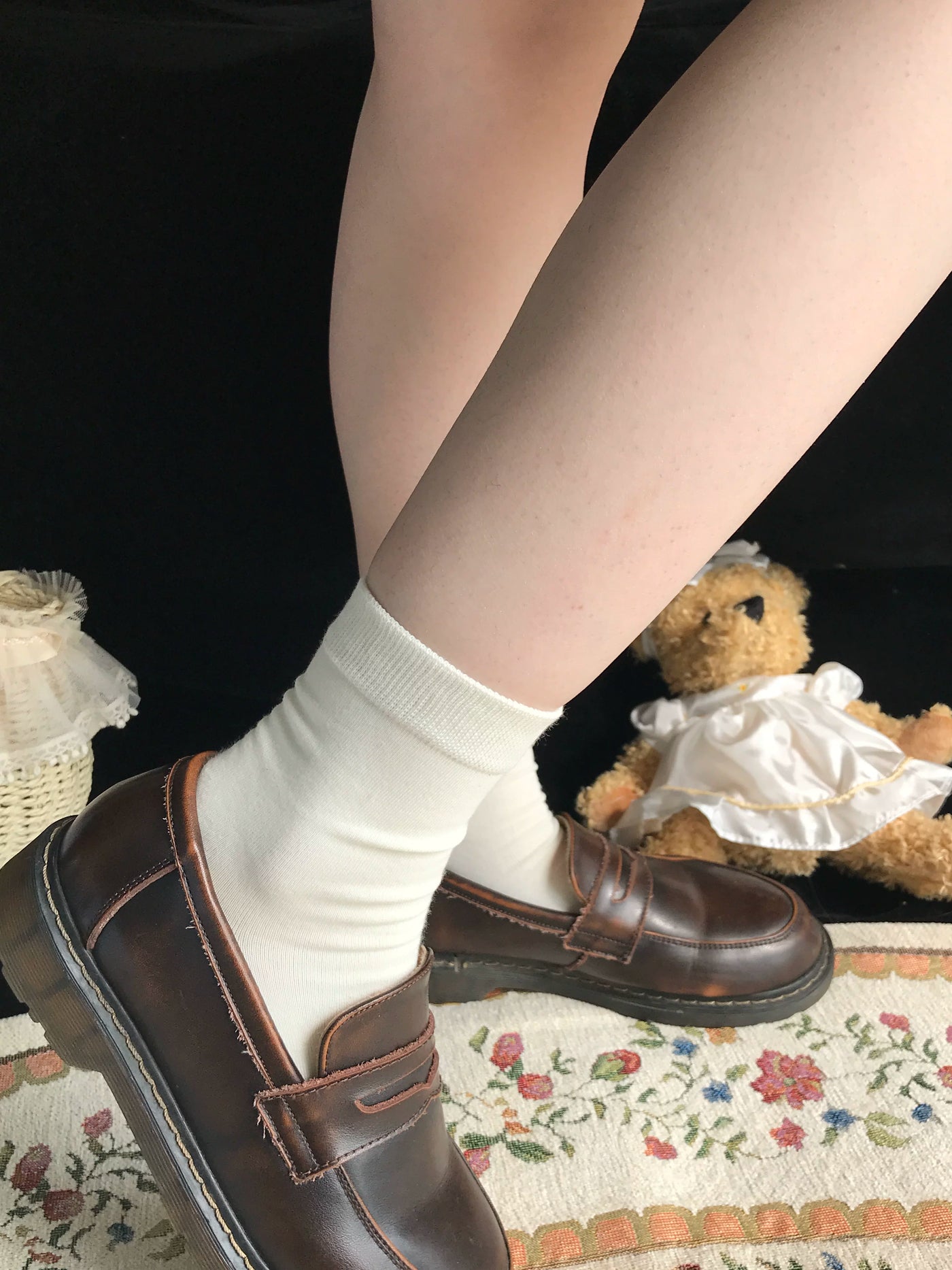 Chubby Bear Tales - Custard Bun - Two-Pair Ribbed Tube Socks in Multiple Lengths