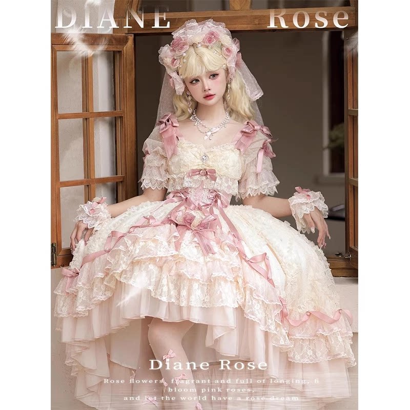 Flora Muse - Lolita Formal Gown - Long Tiered Dress with Lace Trim