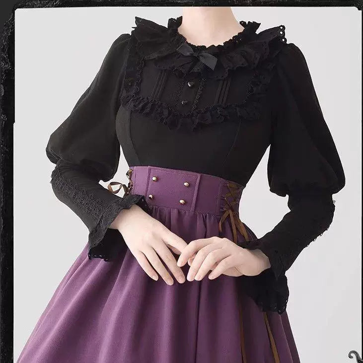 Sweetheart Dream Machine - Winter Ruffle - Fleece-Lined Blouse with Ruffled Round Collar