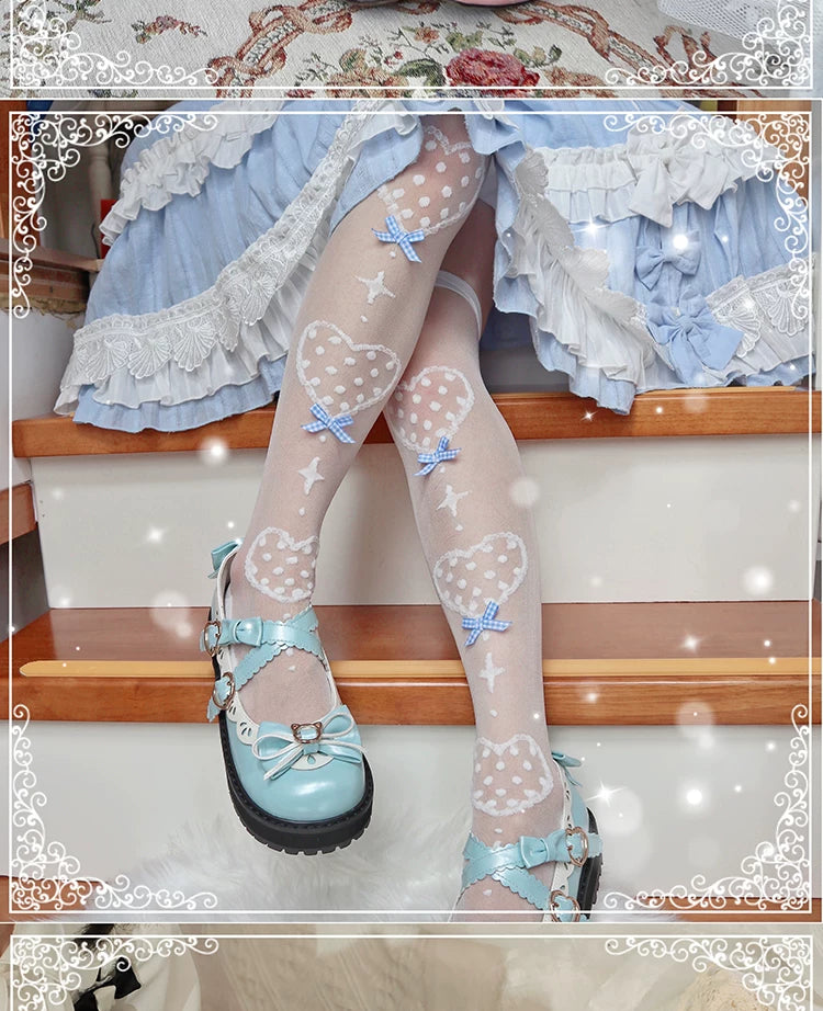 roji roji - Sweet Heartbeat - Over-the-Knee or Mid-Calf Socks with Heart Motifs