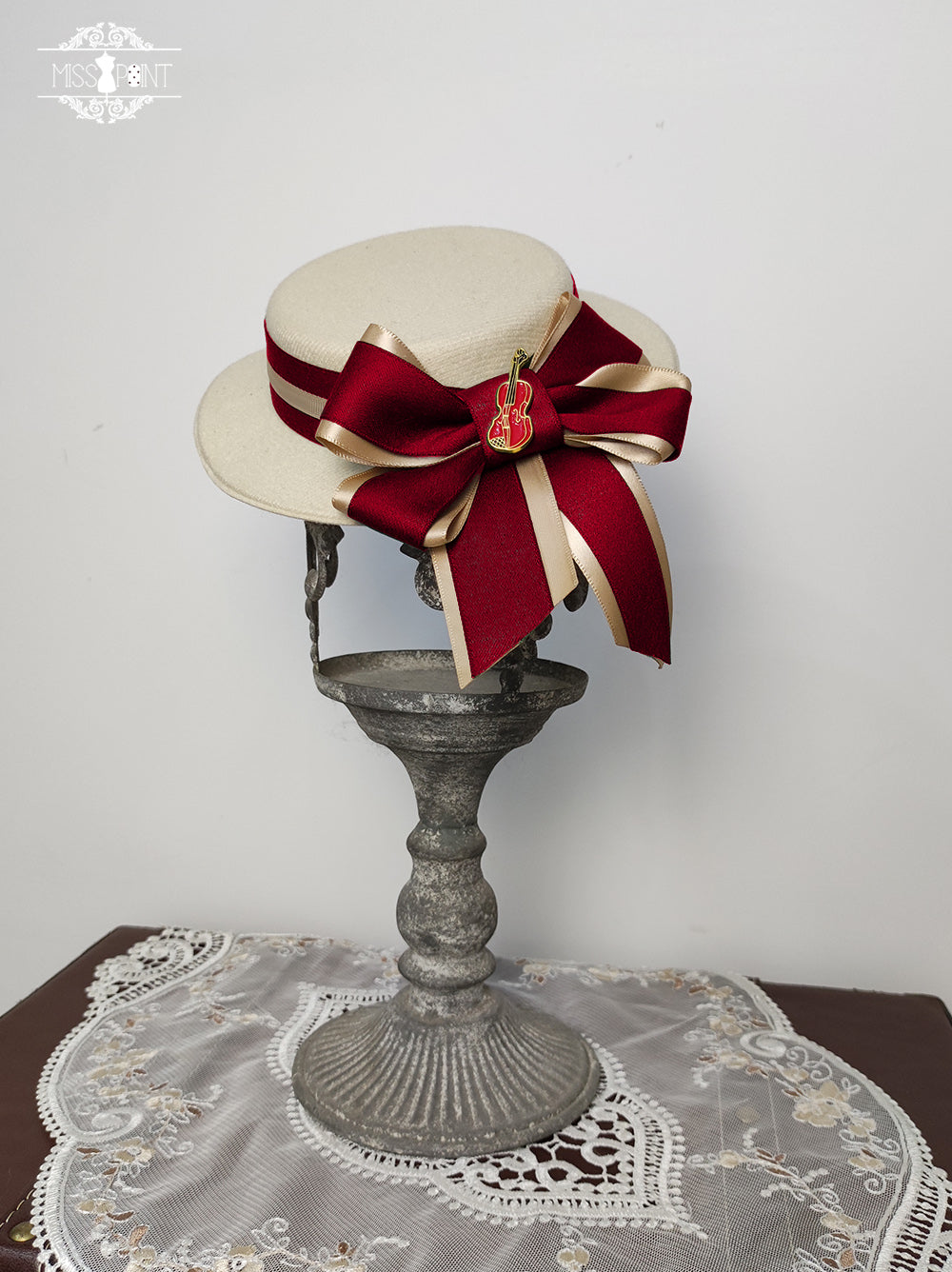 Elegant Lolita Top Hat - Golden Movement Lolita Hat Red small flat cap