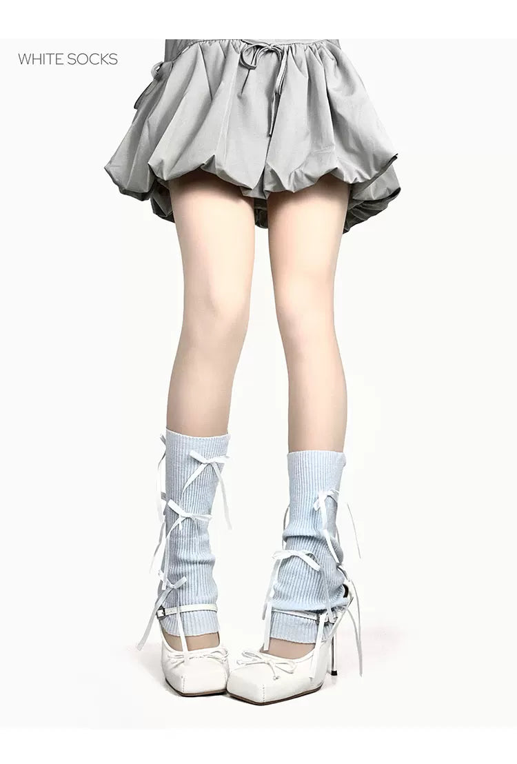 White Socks - Ribbon Ballet - Socks with ribbon bows