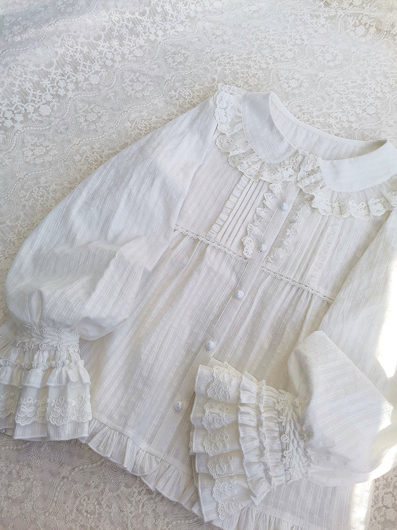 Yilia - Long Sleeve Lovely Lolita Cotton - Blouse Innerwear