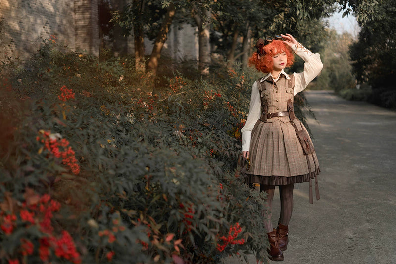 Infanta - Adventurer's Soul - Plaid Waistcoat & Asymmetric Skirt