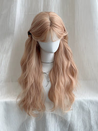 Kunkun Fish - Barbie Doll Look - pink gold wavy curl wig - Pink gold [standard version] + wig cap
