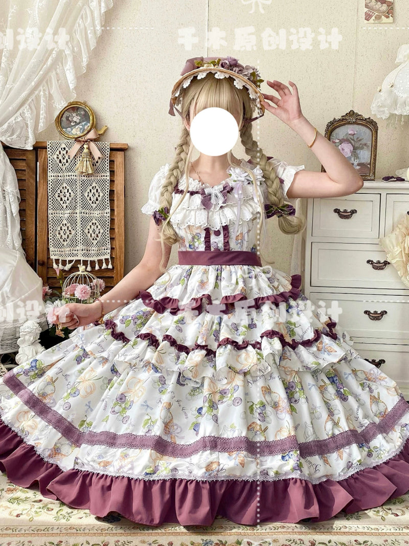 Qianmu Original - Blueberry Midsummer - Pastoral-style long-length