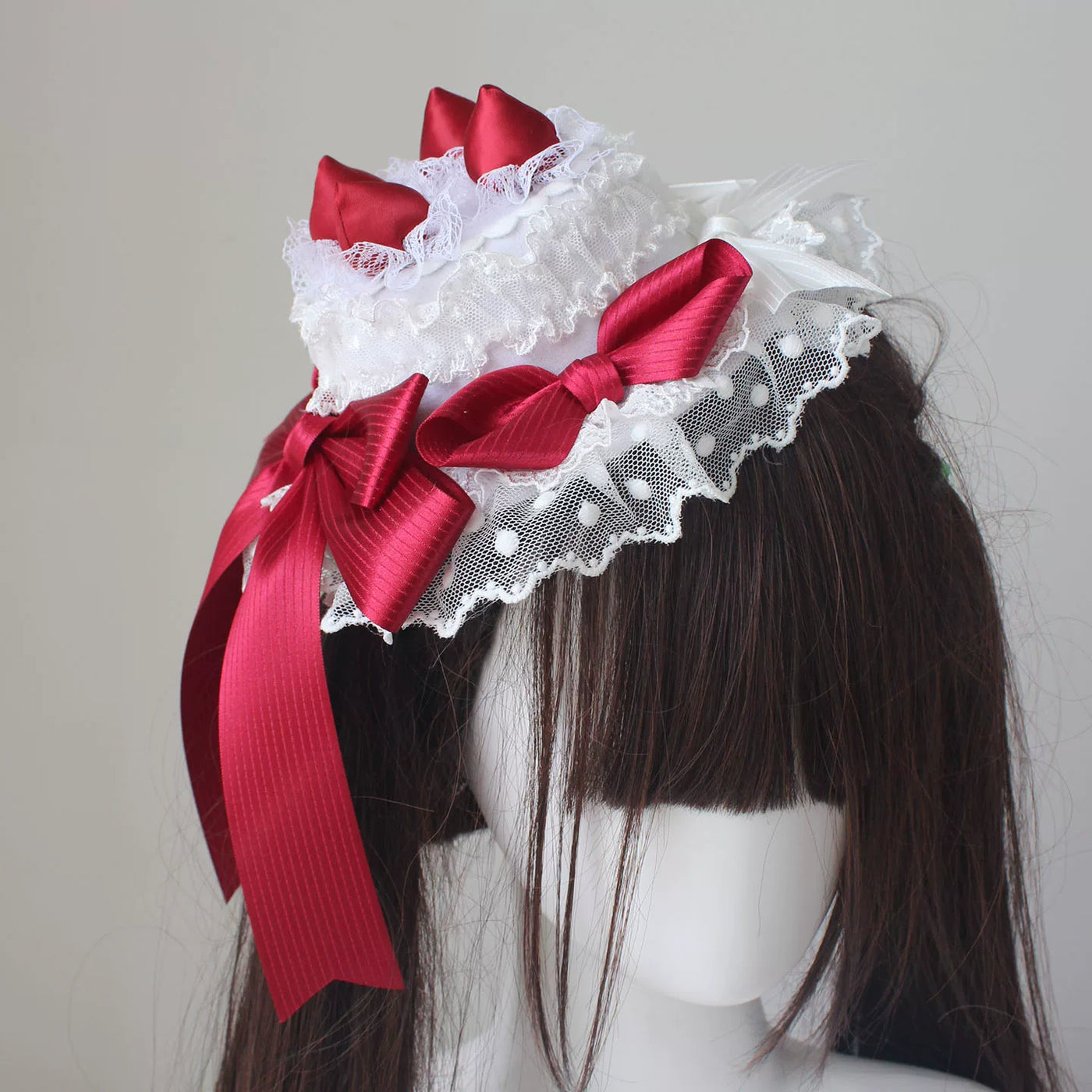 Deer Girl Handmade - Strawberry Angel Cake - Mini Top Hat with Ribbon Bows