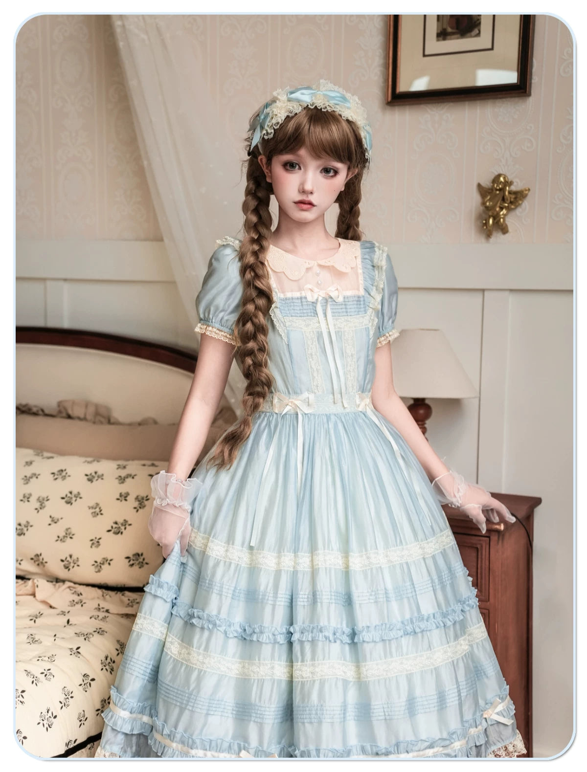 Pumpkin Planet - Perlita 2.0 - Short-Sleeve OP Dress with Embroidered Collar