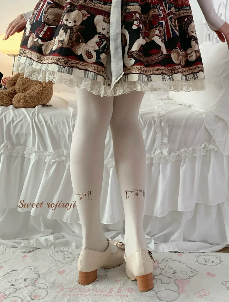 Roji Roji - Kawaii Lolita Pantyhose Velvet - Print Stockings Socks