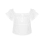 Ruffle short puff sleeve white inner layer In stock / S