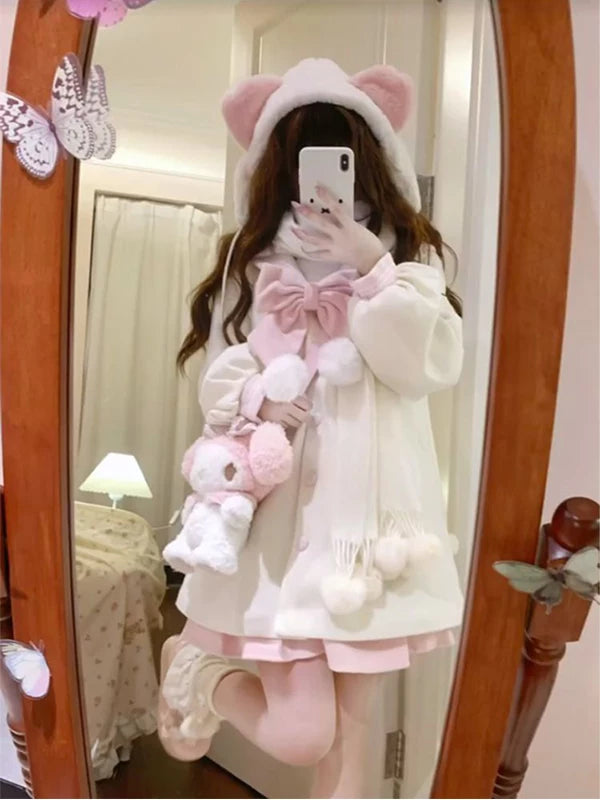 Creamy - Soft Bow - Outerwear and half skirt set with a large bow
