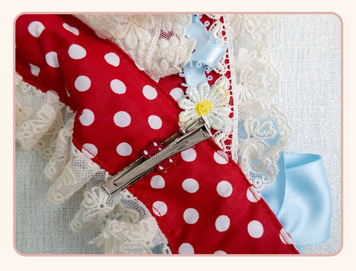 Stardust Rose - Strawberry Polka Dot - Six-Style Headwear Selection with Ice-Blue Ribbons