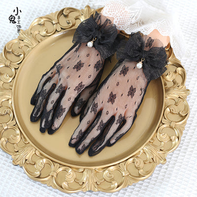 Xiaogui - Lace Bowknot Flower Vintage Lolita - Gloves Hand Accessory