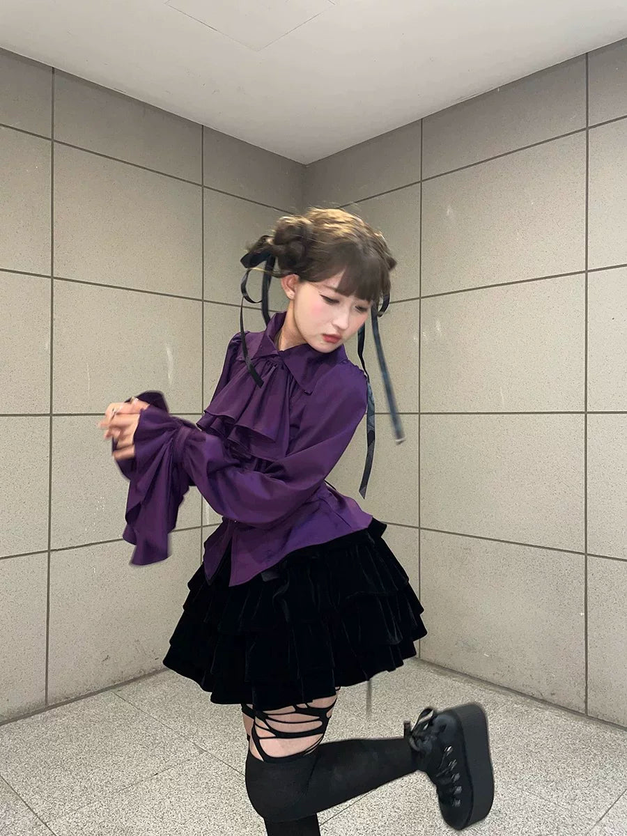 Sweetheart Dream Machine - Vintage Doll - Long-Sleeve Blouse with Cascading Ruffles