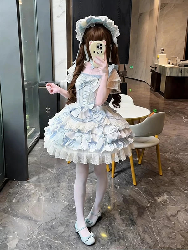 Creamy - Ballet Blue - Lolita Dress Set with Layered Ruffles