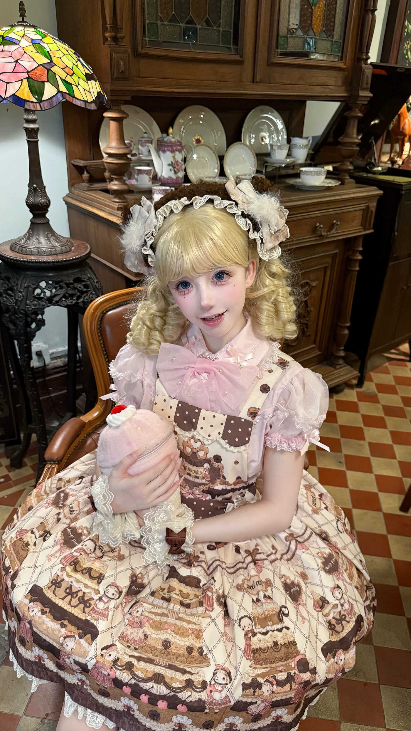 GZYRZ - Little Sheep's Cake Island - Cake-Print Suspender JSK