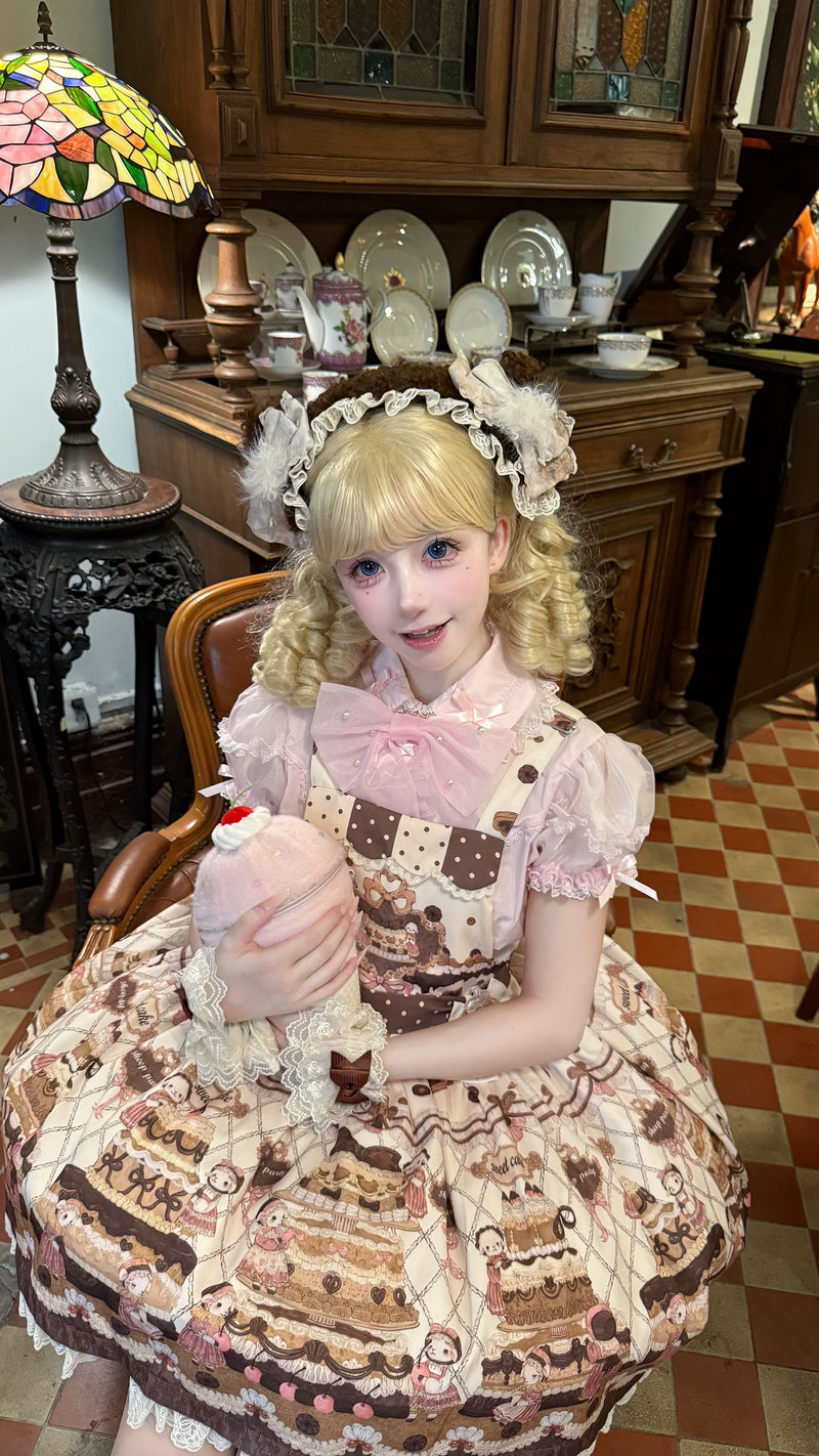 GZYRZ - Little Sheep's Cake Island - Cake-Print Suspender JSK