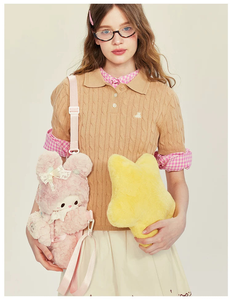 LambGuli - Rabbit and Lamb - Plush Crossbody Bag with Earphone-Bag Options