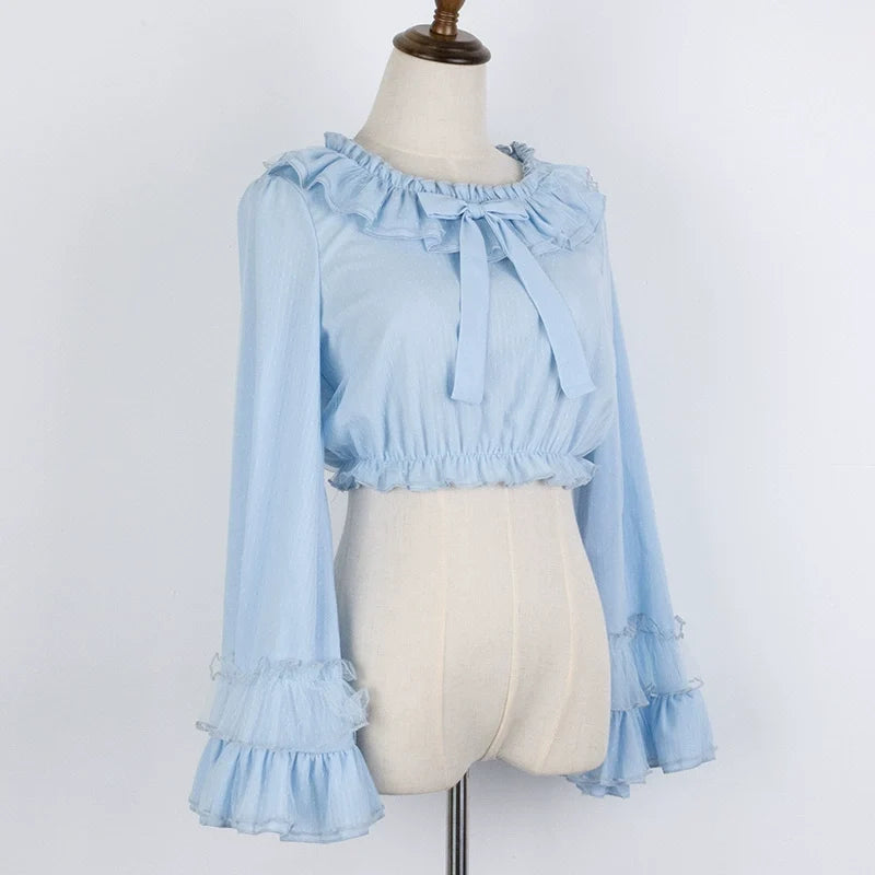 Sakurada Fawn - Plus Size Lolita Blouse Cheese - Chocolate Long Sleeve Innerwear