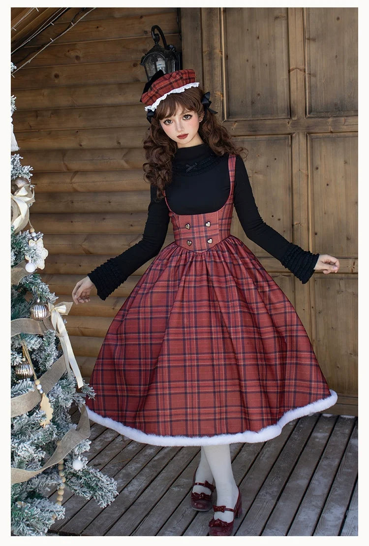 With PUJI - Wish Date - Twins Lolita Fishbone Bust-supporting JSK Winter Scarf-Cape