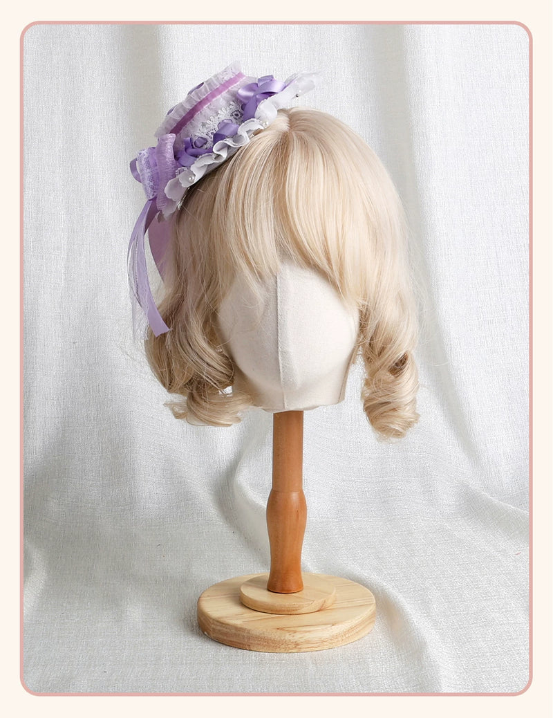 Stardust Rose - Taro Bridal - Purple Floral Headwear and Hand-Sleeve Options with Bows