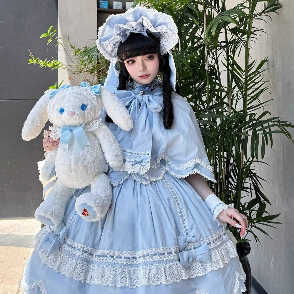 Miss Point - Vintage Petal Rabbit - Old School Lolita Headdress Suit With Bunny Ear