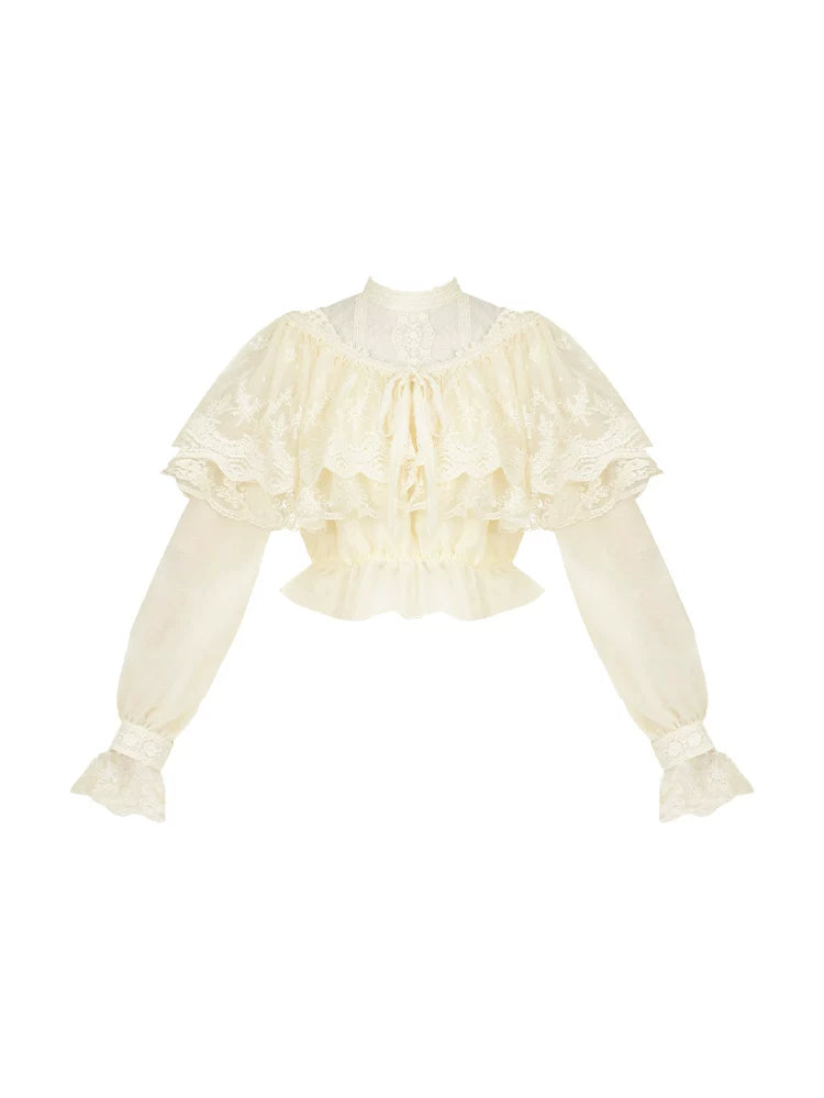 With PUJI - Love Poem - Classic Lolita Shawl 3-Color Versatile Spring Innerwear detail view 5