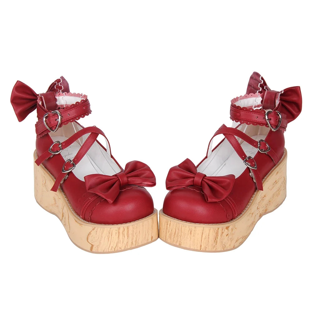 Angelic imprint - Princess Lolita Platform Shoes - Wood Grain Sole Shoes