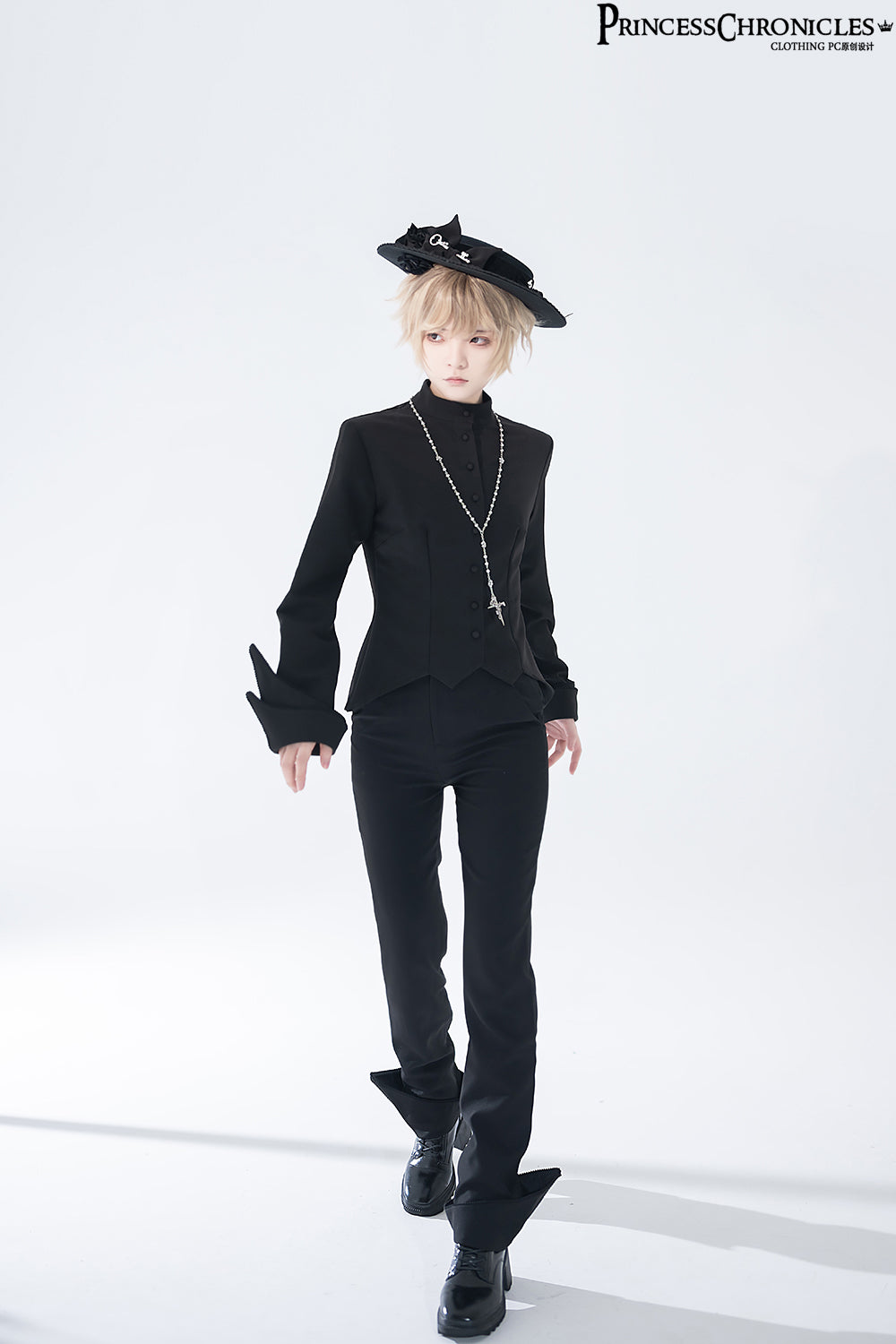 Princess Chronicles - Yan Ye - Ouji Lolita Black Shirt, Irregular Hem