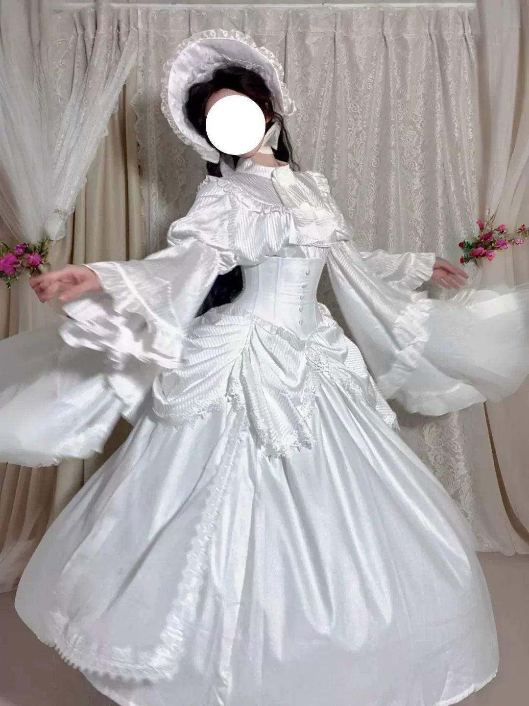 Sweetheart Dream Machine - Dreamwalk Gothic - Blouse and Skirt Set with Flared Ruffle Sleeves
