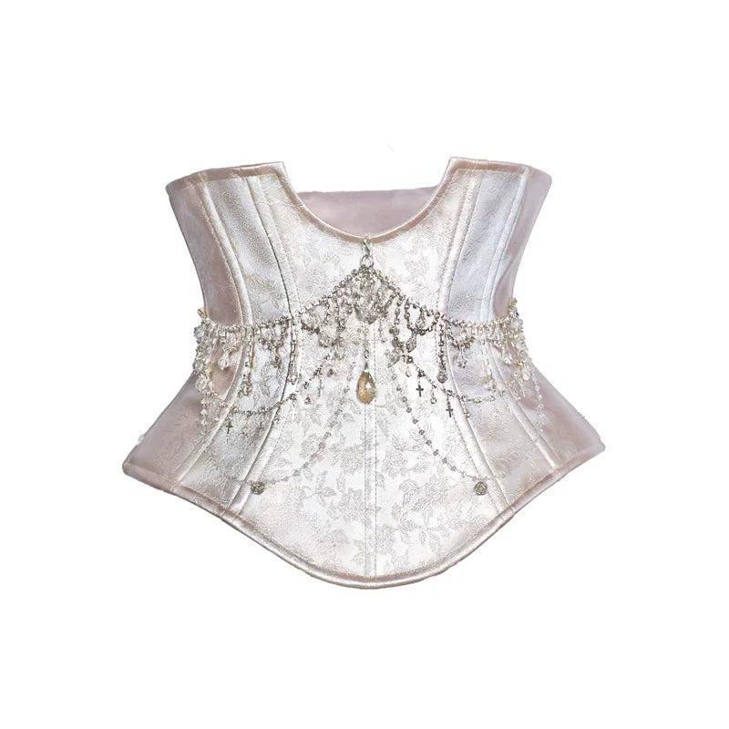 BLOOD SUPPLY: Moonlight Beast Spirit Silver Armor Waist Corset Set, product view 7