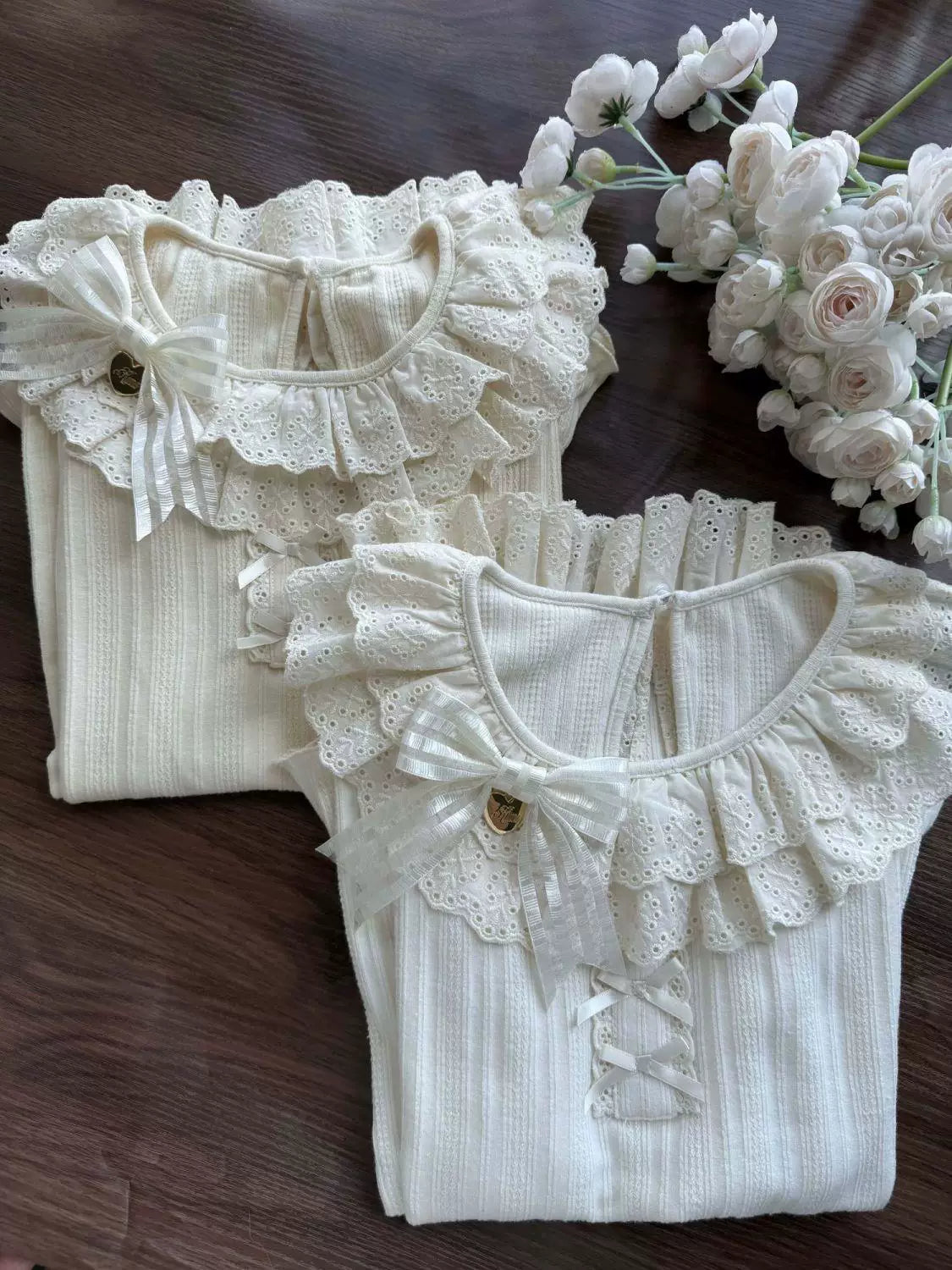 Sweetheart Dream Machine - Milky Ruffle - Lolita Knit Layering Top with Flared Cuffs