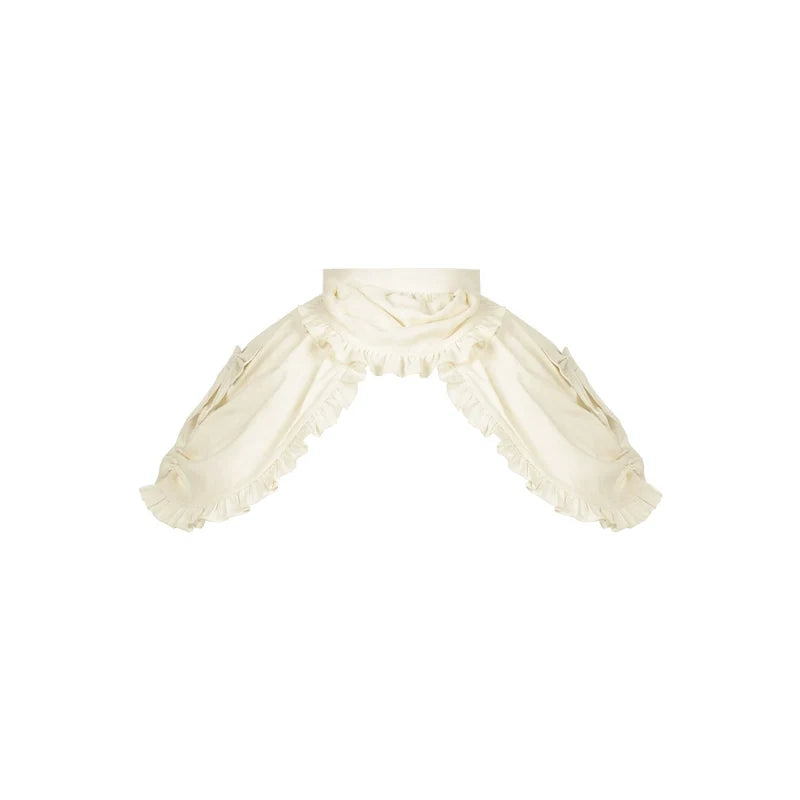 With PUJI - Doll Night - Vintage Twin Lolita OP Dress Embroidered Doll Dress S Beige drape panel only
