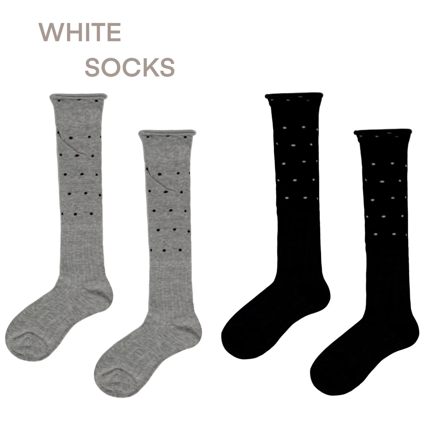 White Socks - Polka Dot - Mid-Calf Socks