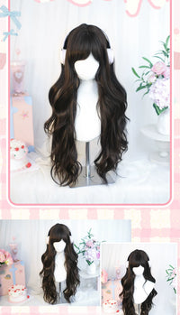 Dalao Home - Liuying - side-swept fringe curly long wig - Liuying Black Tea
