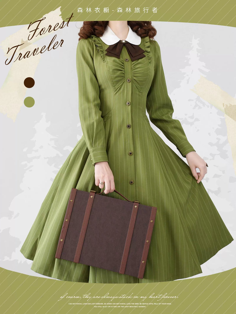 Forest Wardrobe - Forest Traveller - Striped Long-Sleeve OP Dress - 4