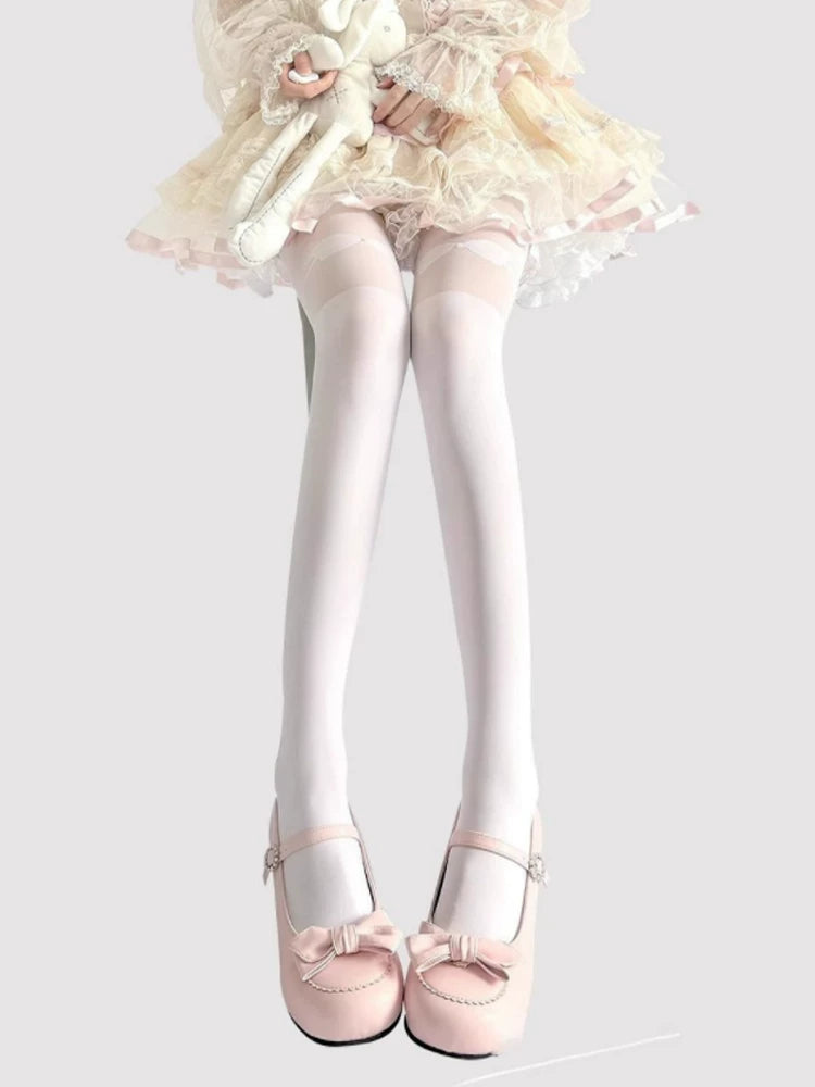 Fantasy Doll - Sheer Bow Panel - Over-the-Knee Stockings with Sheer Bow Panels