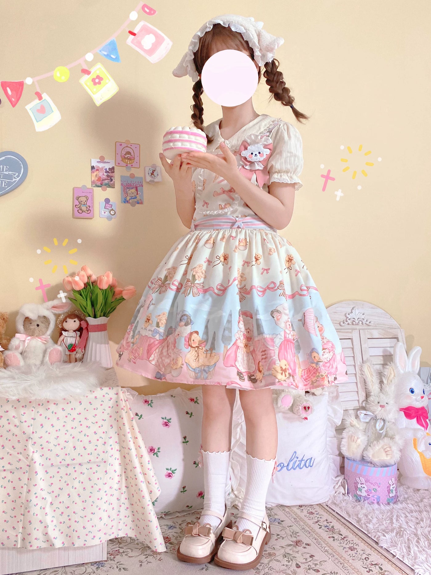 Cat Upon Cat - Sweet Lolita Coordinating Blouse - Cotton blouse