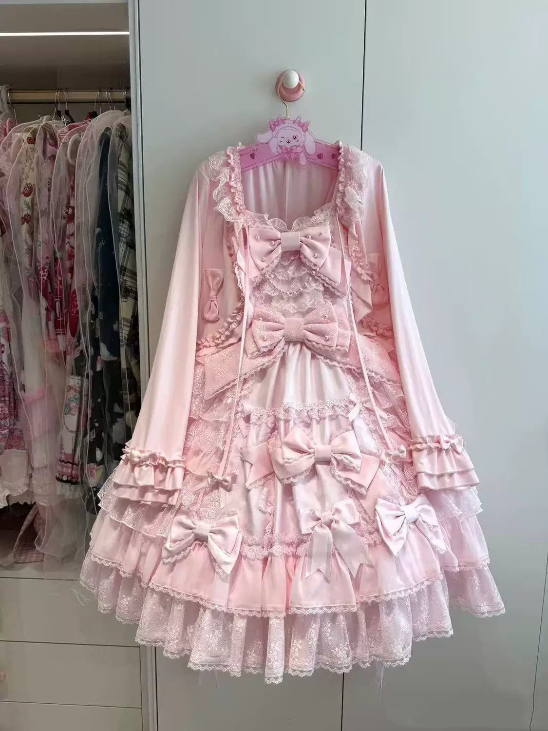 Sweetheart Dream Machine - Ice Silk Bow - Short Cardigan with Lace Trim and Large Bows