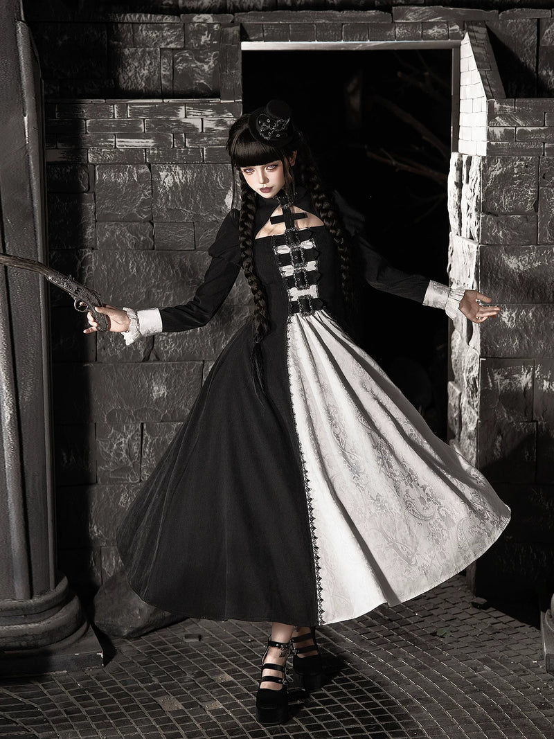 With PUJI - Klin - Gothic Lolita OP Dress, Ruffle Trim detail view 3