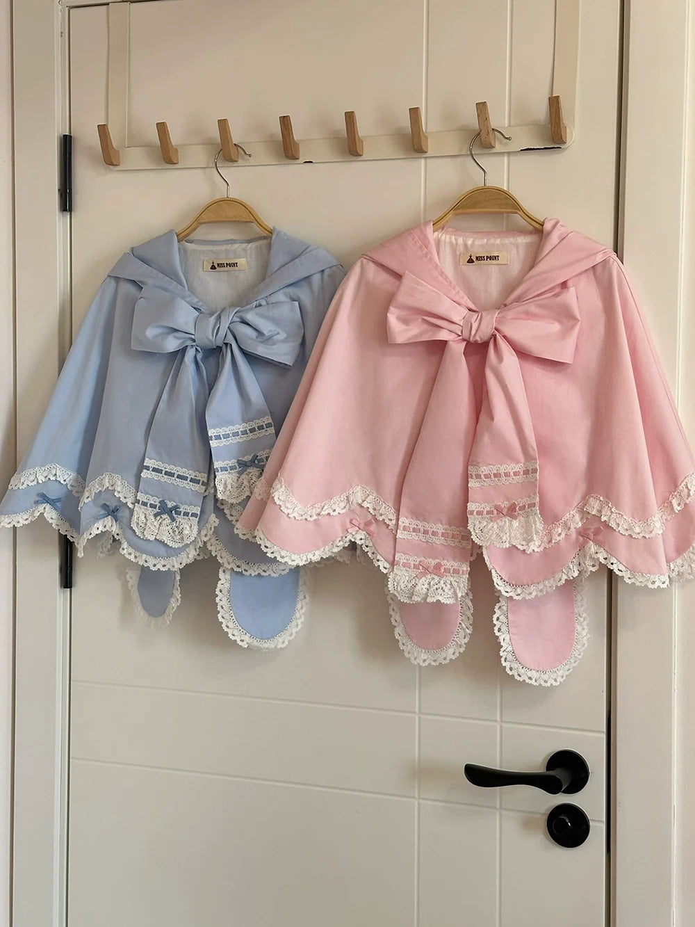 Miss Point - Vintage Petal Rabbit - Pure Cotton Kawaii Lolita Cape With Rabbit Ear Hood