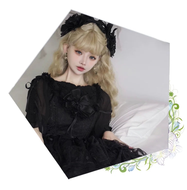 Eieyomi - Iris Love - Gothic Princess Lolita JSK Dress & Elegant Chiffon Top