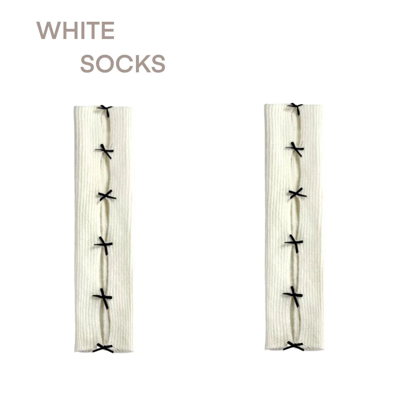 White Sweet Lolita bow cutout mid-calf sock with lace trim