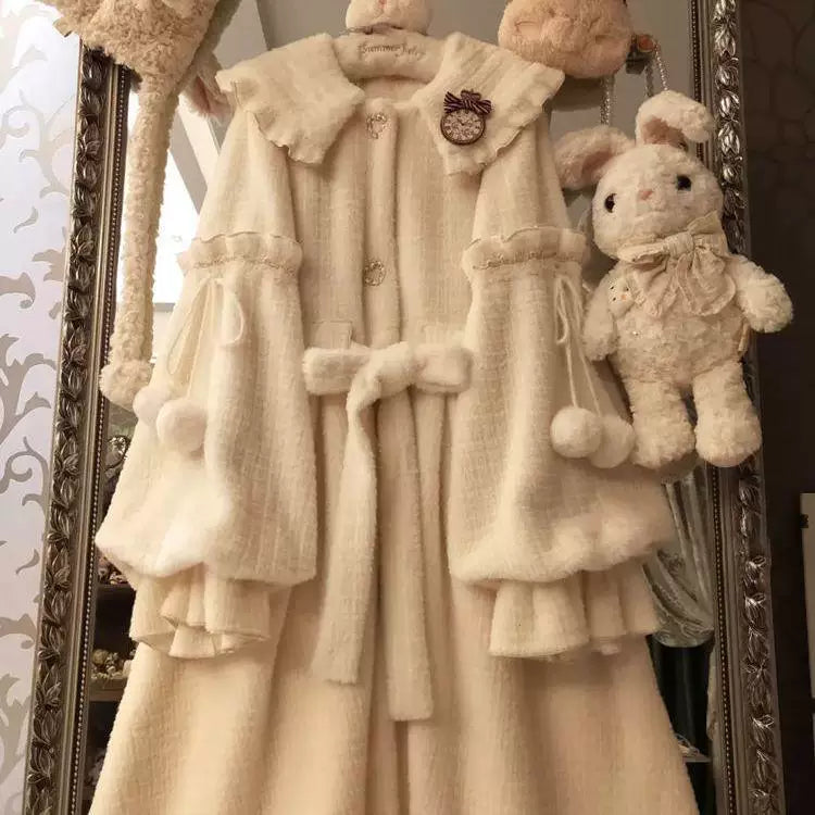 Sweetheart Dream Machine - Winter Sunlight - Fleece-lined winter coat with a rounded collar