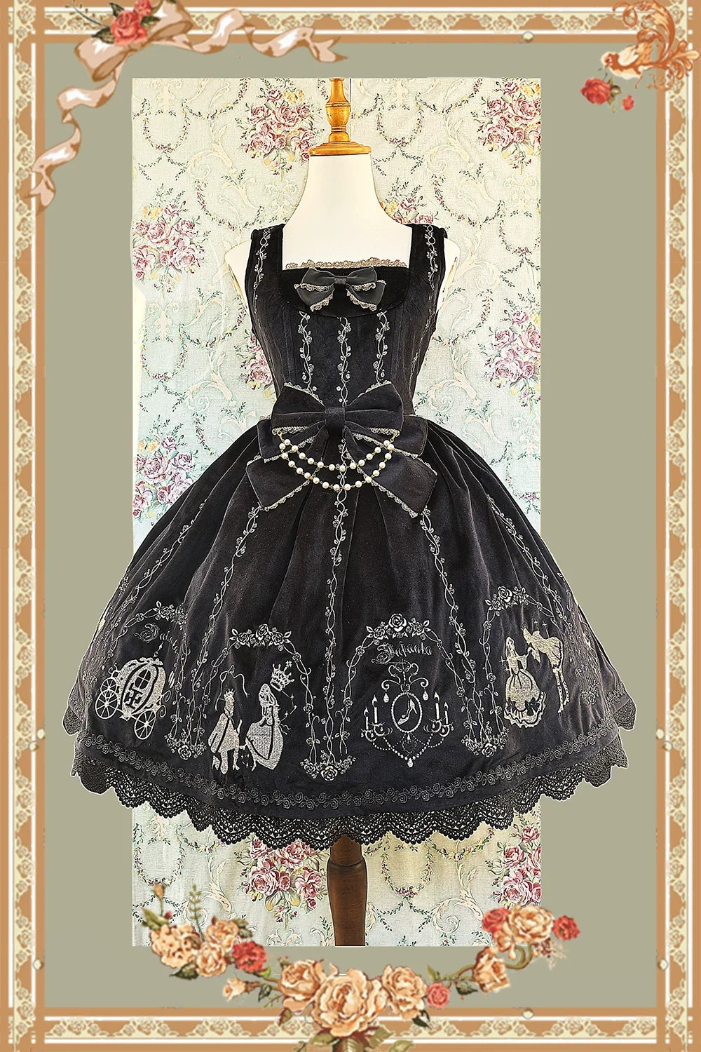 Infanta - Cinderella - Velvet Classic Lolita JSK Dress, Princess Embroidery
