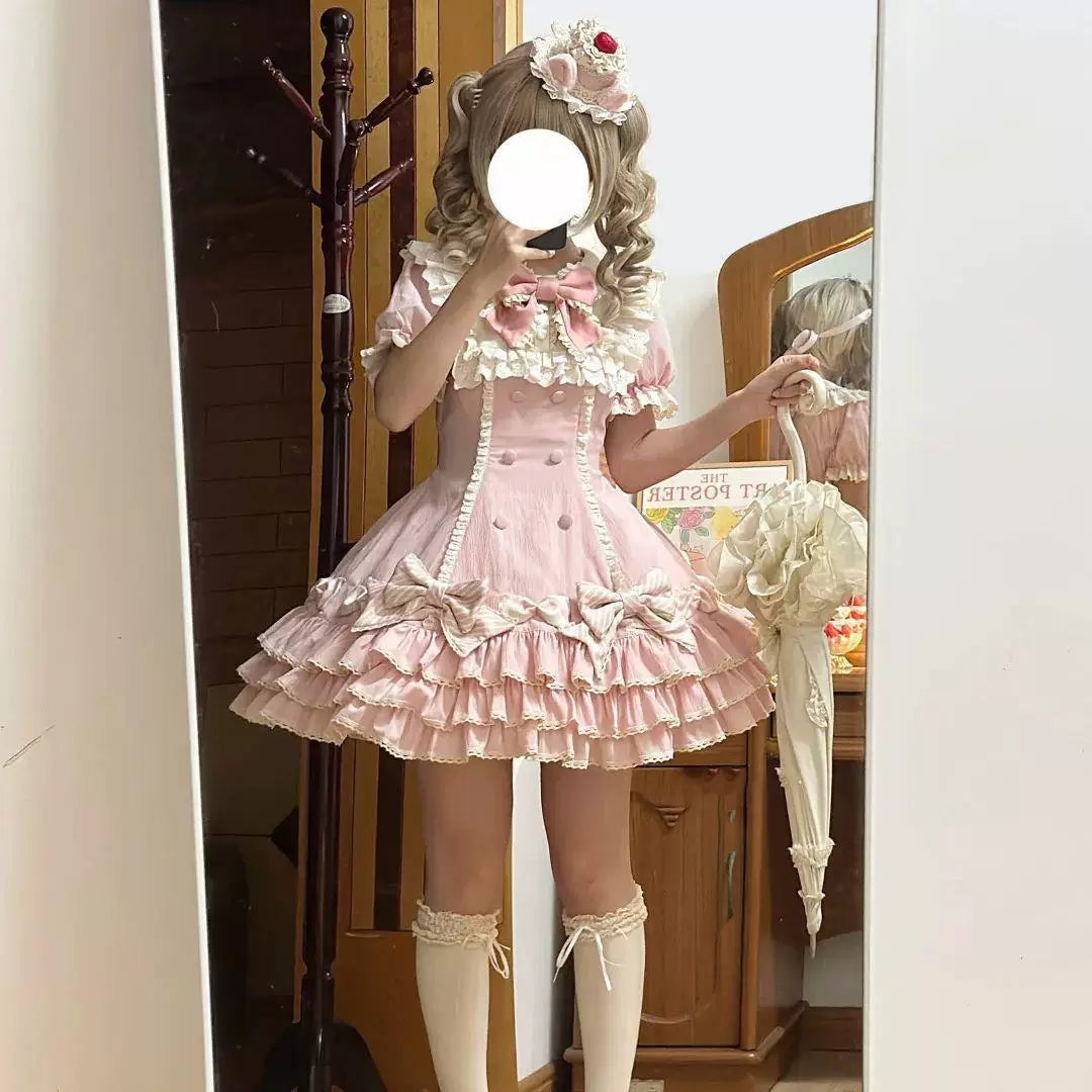 Sweetheart Dream Machine - Princess Cake - Short-sleeve OP dress with layered ruffles and bows