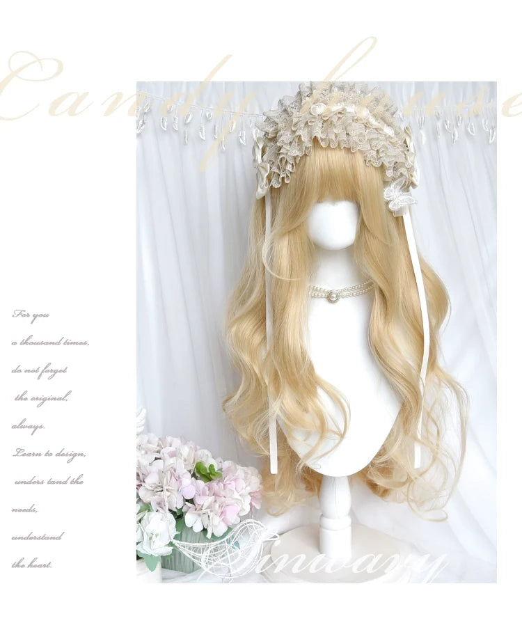 Sinwavy - Elegant Lolita Platinum Wig Long - Curly Layered Wig Wig