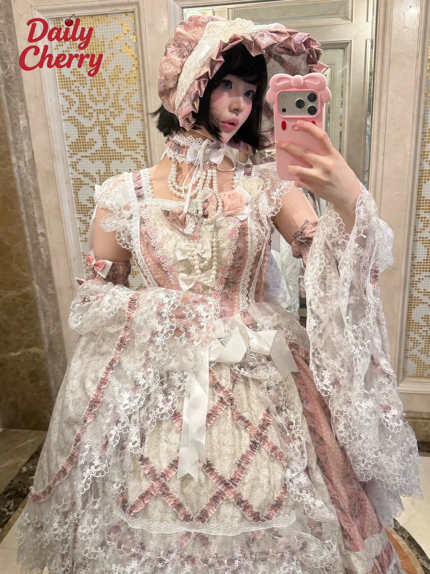 Daily Cherry Falling Stars bridal Lolita JSK set - main view