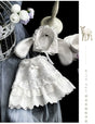 Weißes Lamm Yuki Kleid + Nur Hut