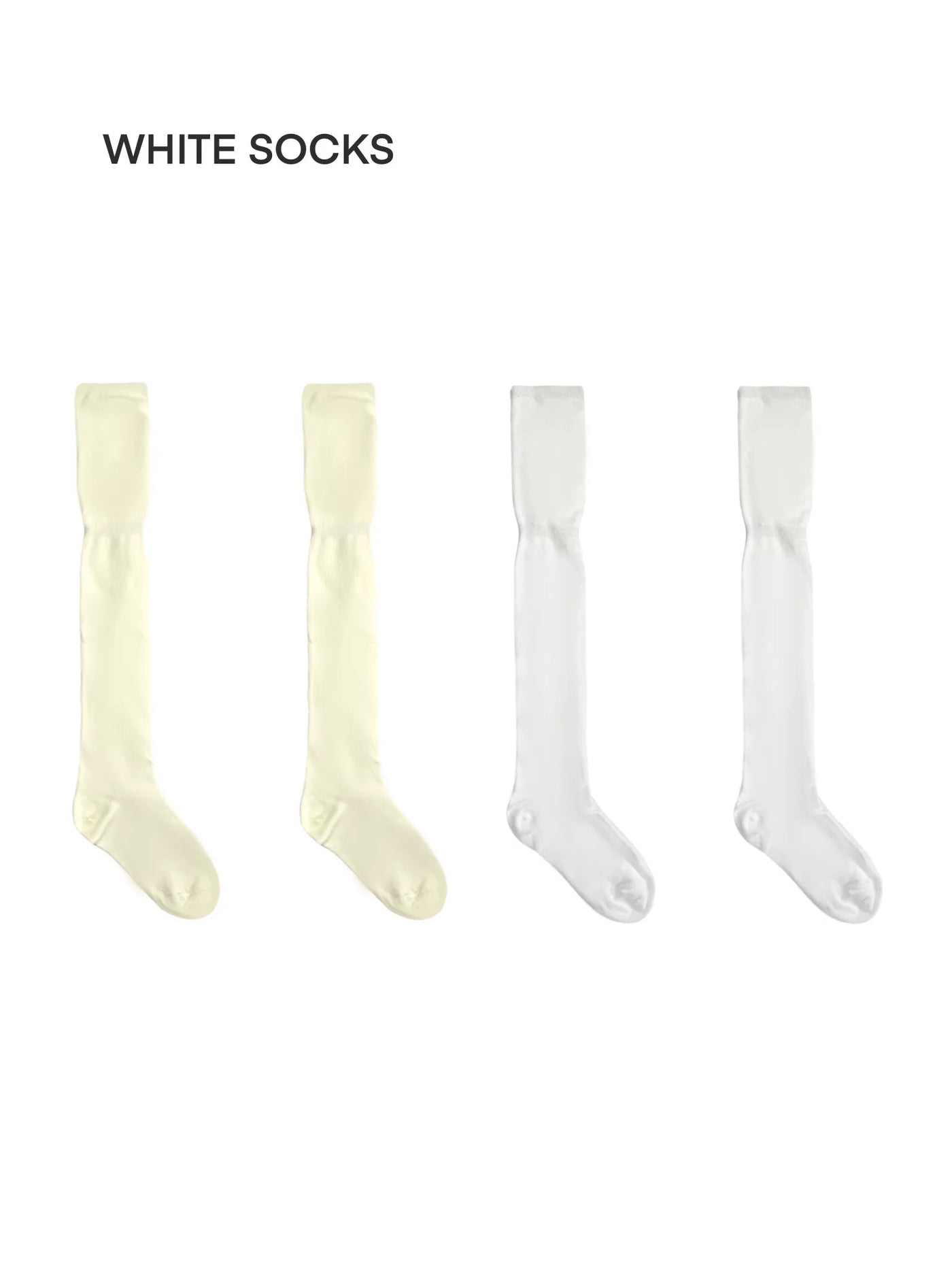 White Socks - Solid-Colour Slouch - Mid-Calf Socks with Gathered Folds